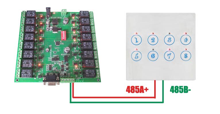 16路按键板 485通讯版485通讯接线