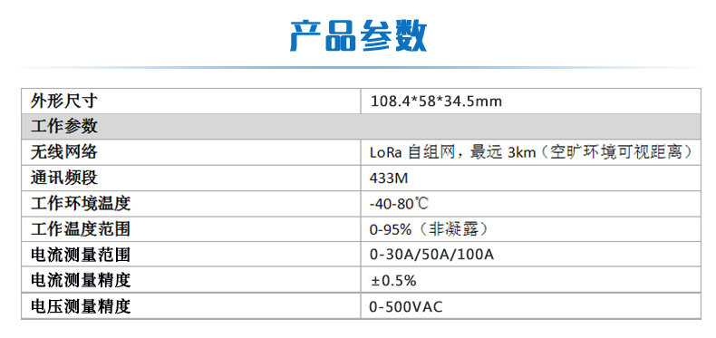 LORA电流/电压采集器产品参数 LORA电流/电压采集器产品参数